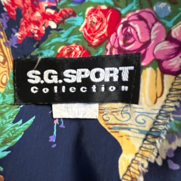 Vintage S.G. Sport Collection Womens Floral & Gold Frame Print Top Large 14/16 - Picture 3 of 7